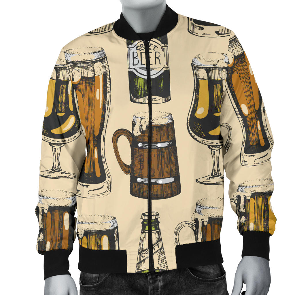 Beer Pattern Print Design 04 Men Bomber Jacket