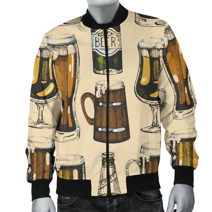 Beer Pattern Print Design 04 Men Bomber Jacket