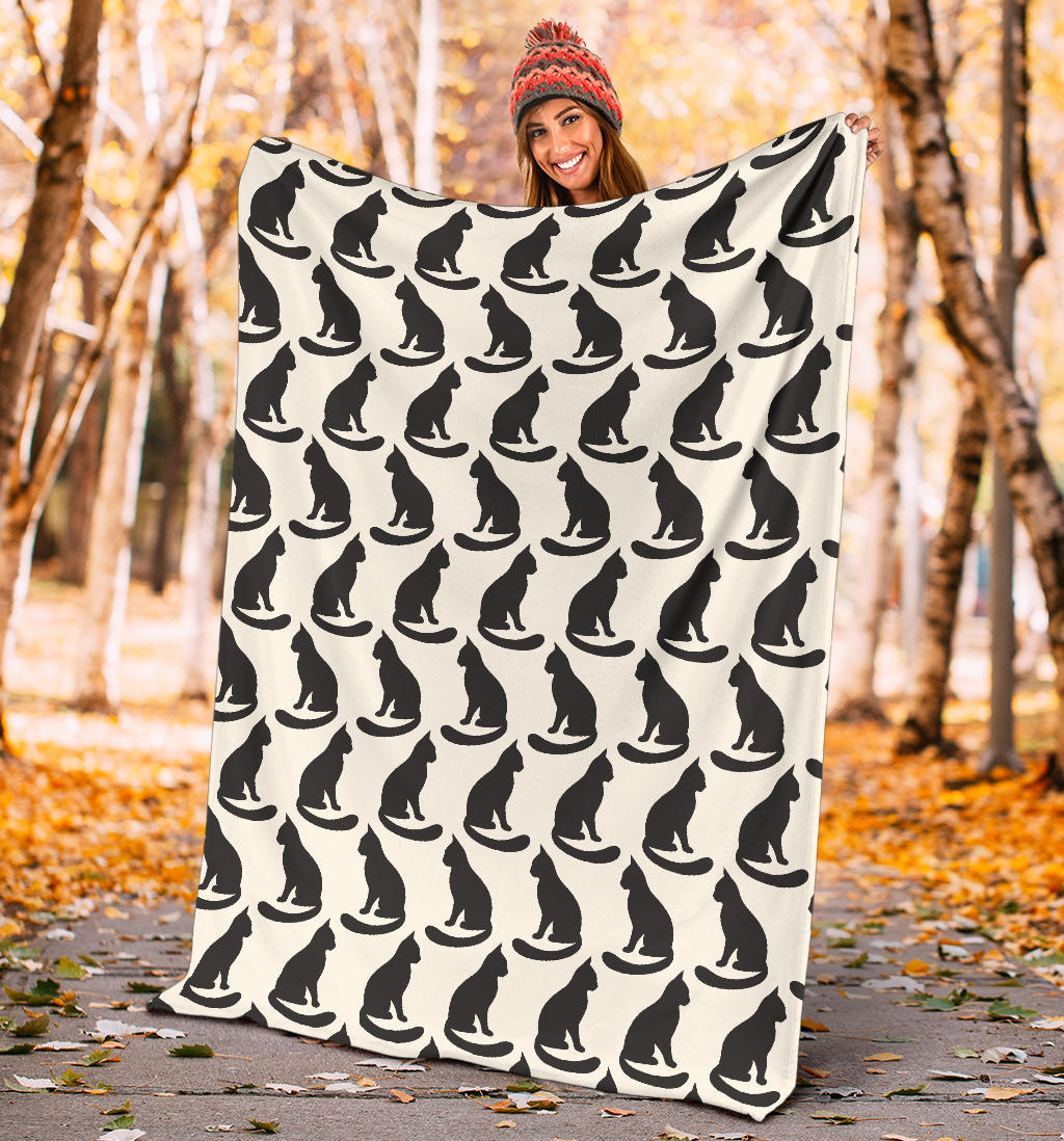 Black Cat Pattern Print Design 02 Premium Blanket