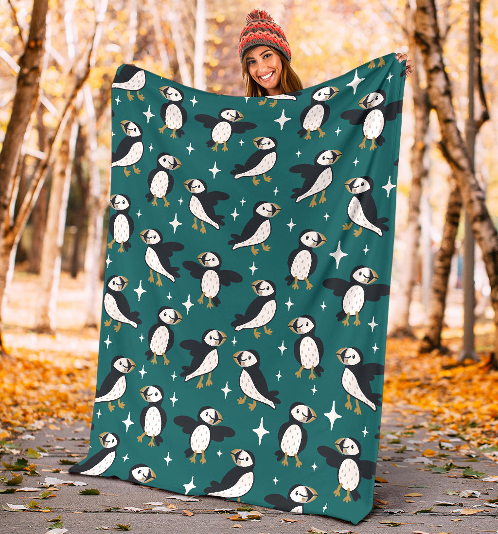Puffin Pattern Print Design A05 Premium Blanket