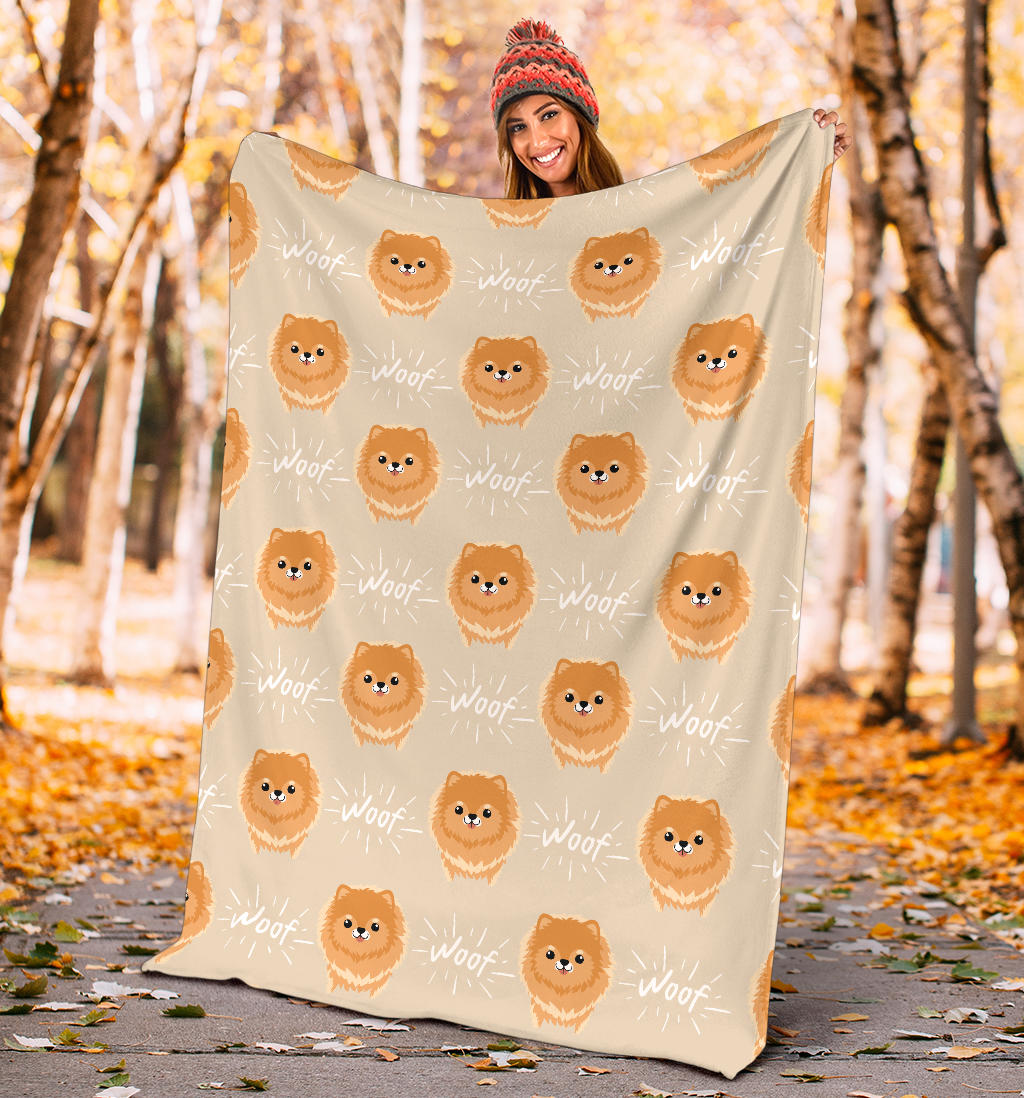Pomeranians Pattern Print Design A04 Premium Blanket