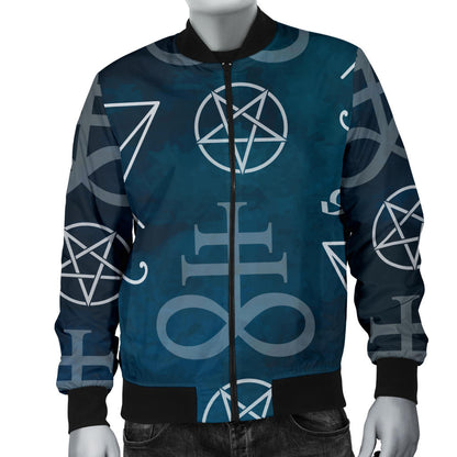 Pentagram Pattern Print Design A03 Men Bomber Jacket