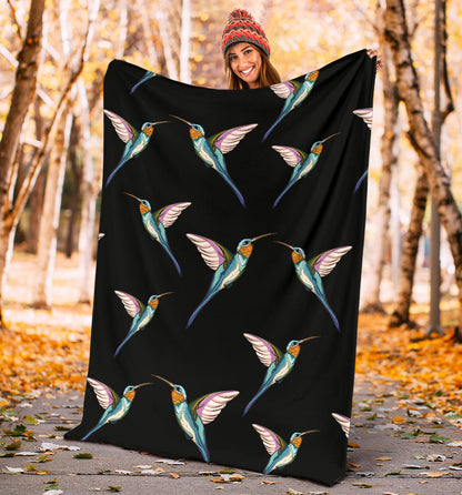Hummingbird Pattern Print Design 06 Premium Blanket