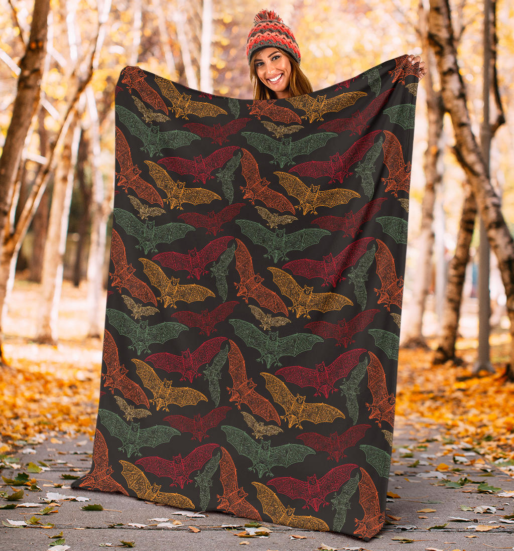 Bat Tribal Pattern Print Design 03 Premium Blanket