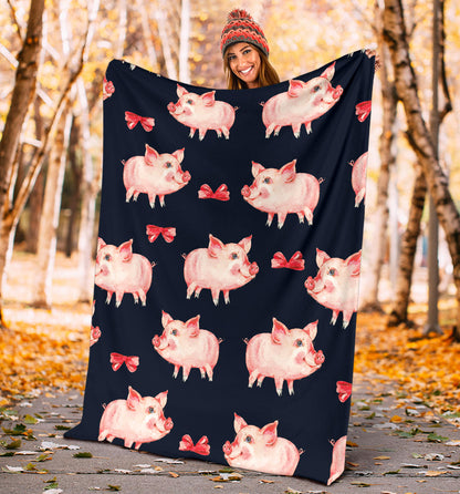 Pig Cute Pattern Print Design 02 Premium Blanket