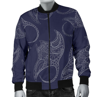 Manta Ray Pattern Print Design 01 Men Bomber Jacket