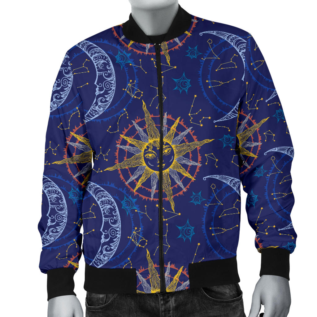 Celestial Moon Sun Pattern Print Design 01 Men Bomber Jacket