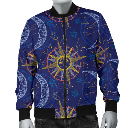 Celestial Moon Sun Pattern Print Design 01 Men Bomber Jacket