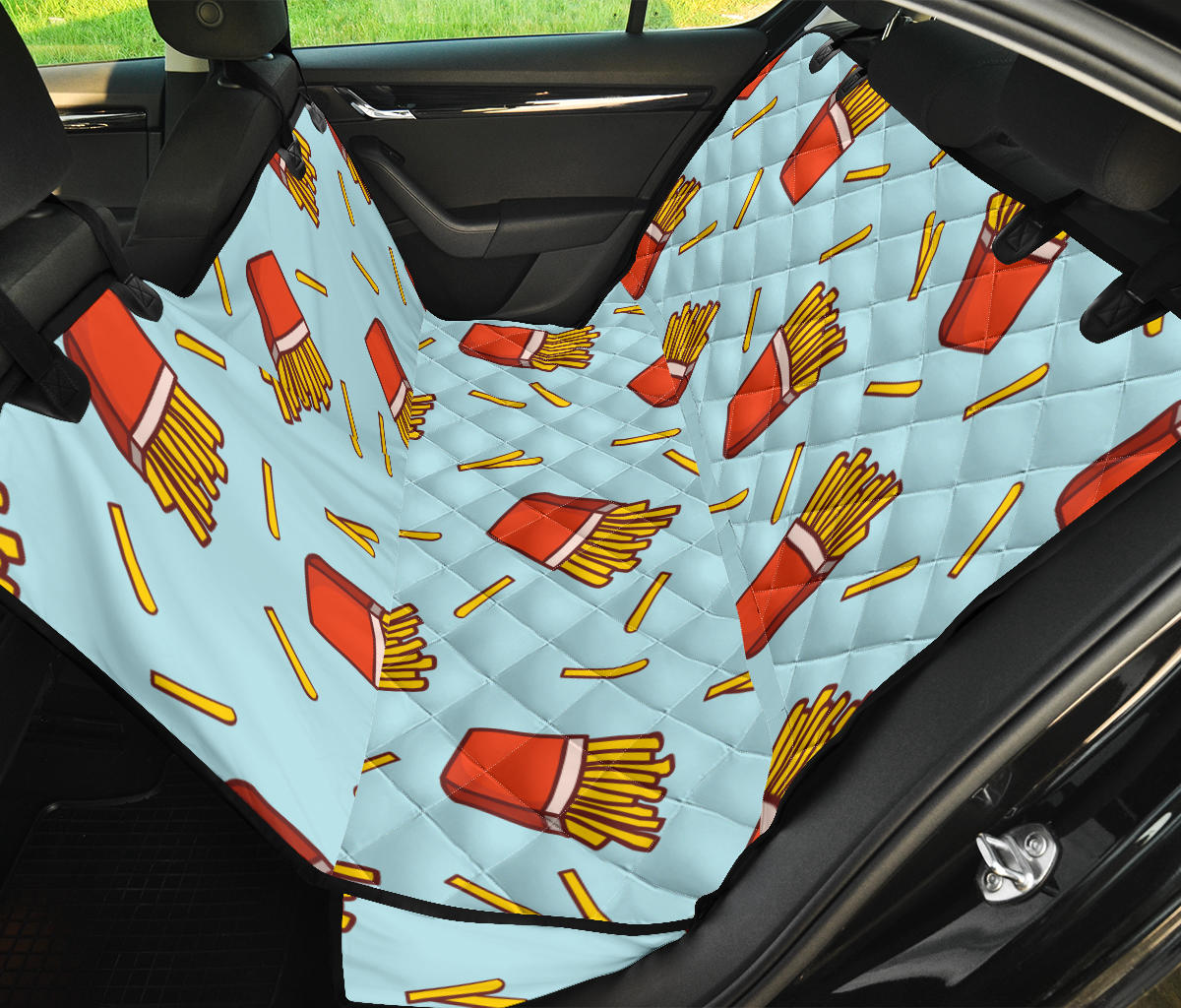 French Fried Pattern Print Design 02 Rear Dog Car Seat Cover Hammock