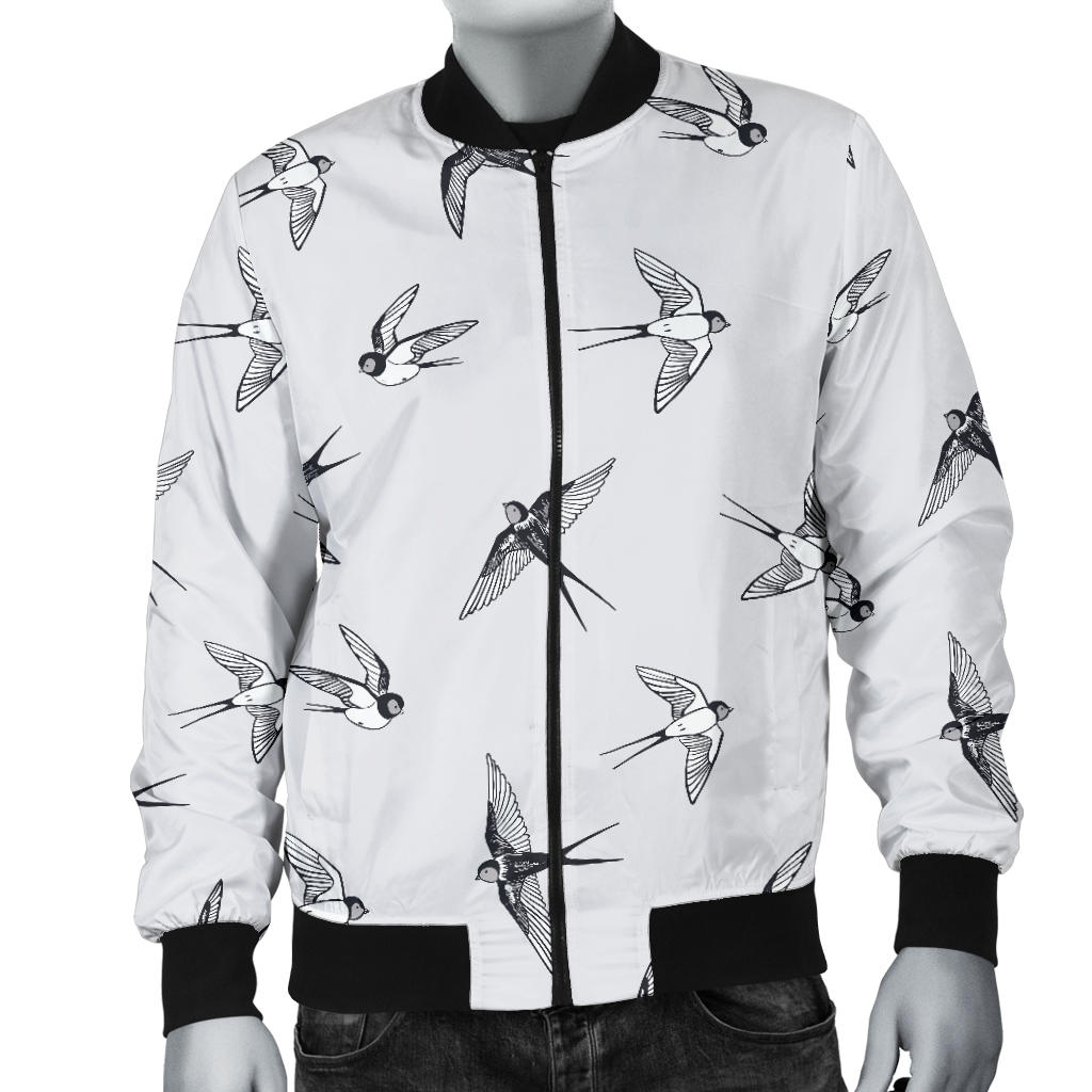 Swallow Bird Pattern Print Design 04 Men Bomber Jacket