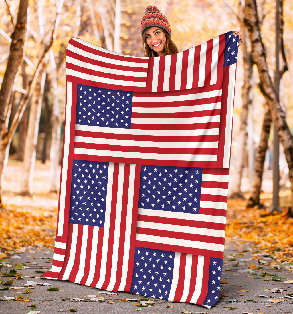 Patriotic US Flag Pattern Print Design A01 Premium Blanket