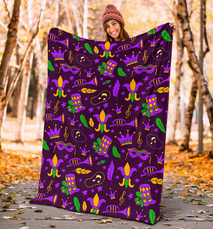 Mardi Gras Pattern Print Design 08 Premium Blanket