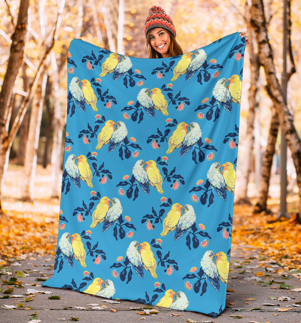 Lovebird Pattern Print Design 03 Premium Blanket