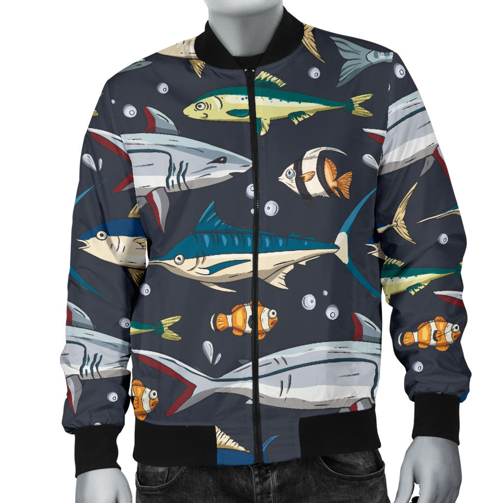 Swordfish Pattern Print Design 04 Men Bomber Jacket