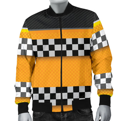 Checkered Pattern Print Design 01 Men Bomber Jacket