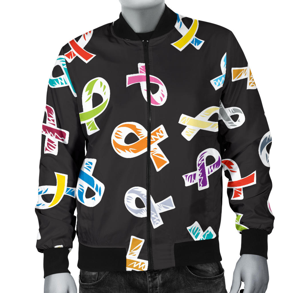 Cancer Awareness Pattern Print Design 02 Men Bomber Jacket