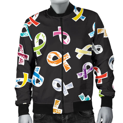 Cancer Awareness Pattern Print Design 02 Men Bomber Jacket