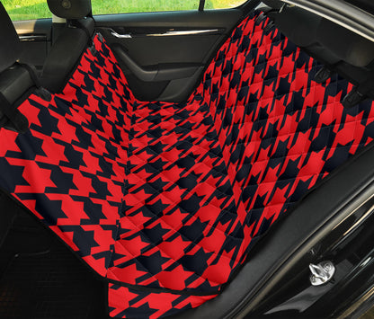 Houndstooth Red Pattern Print Design 03 Rear Dog Car Seat Cover Hammock