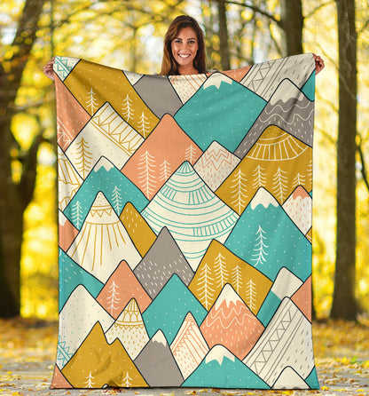 Mountain Pattern Print Design 02 Premium Blanket