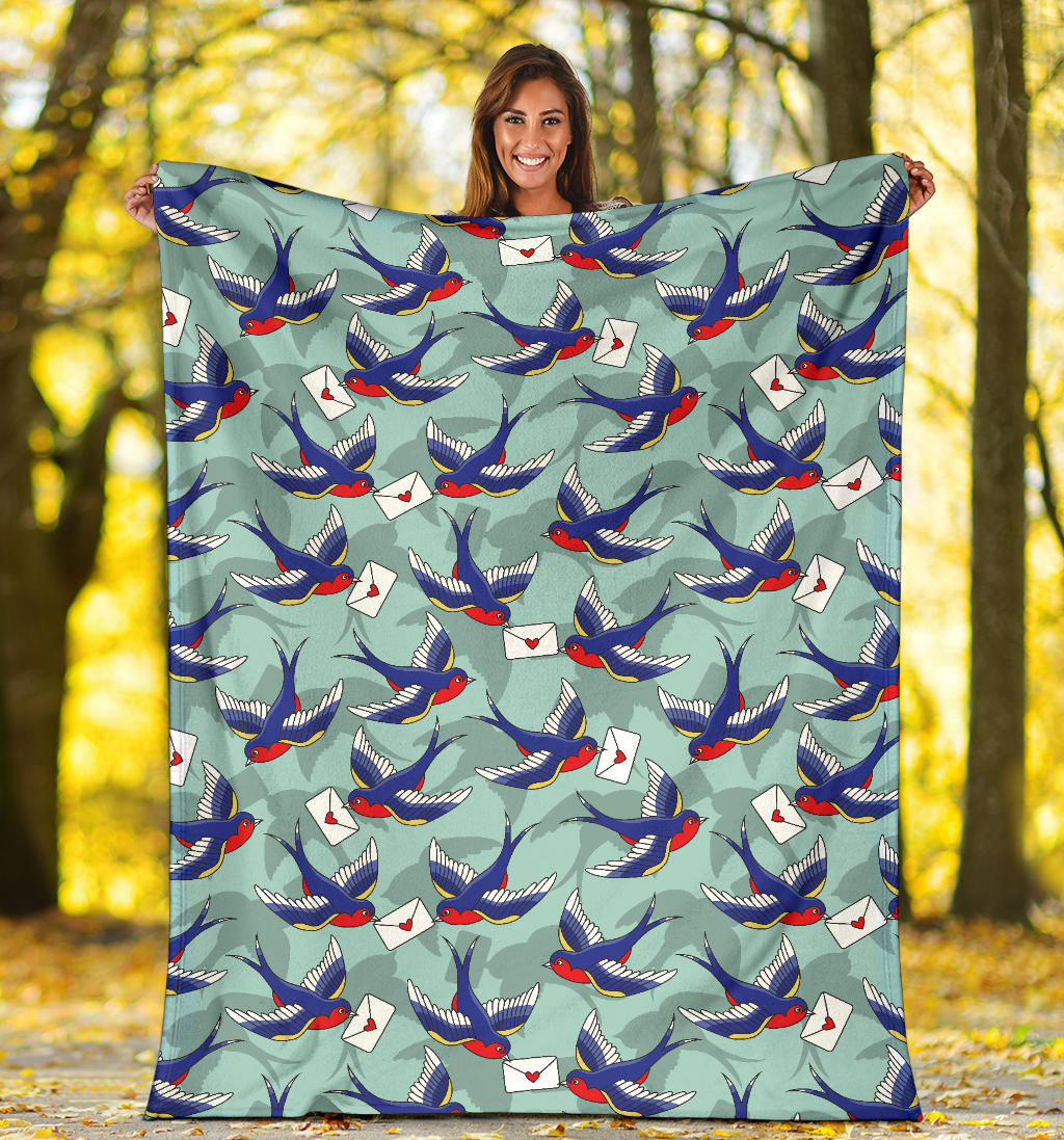 Swallow Bird Pattern Print Design 02 Premium Blanket