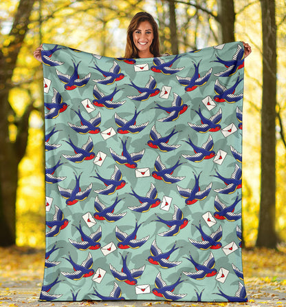 Swallow Bird Pattern Print Design 02 Premium Blanket