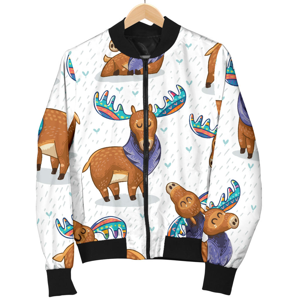 Moose Cute Pattern Print Design 01 Men Bomber Jacket