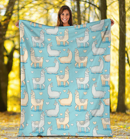 Alpaca Pattern Print Design 06 Premium Blanket