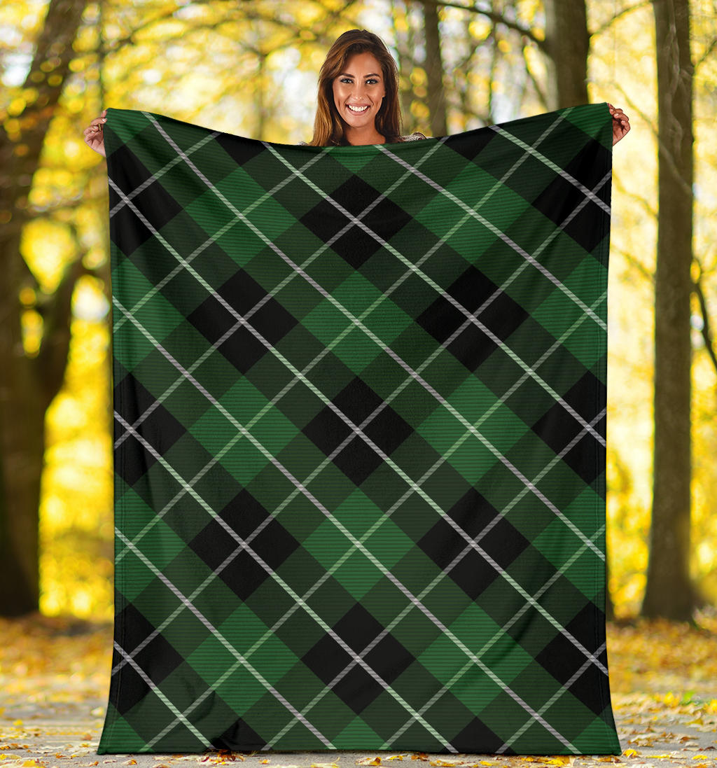 Plaid Green Pattern Print Design A05 Premium Blanket