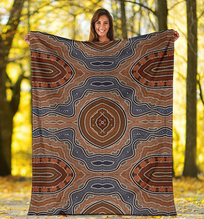 Aboriginal Pattern Print Design 01 Premium Blanket