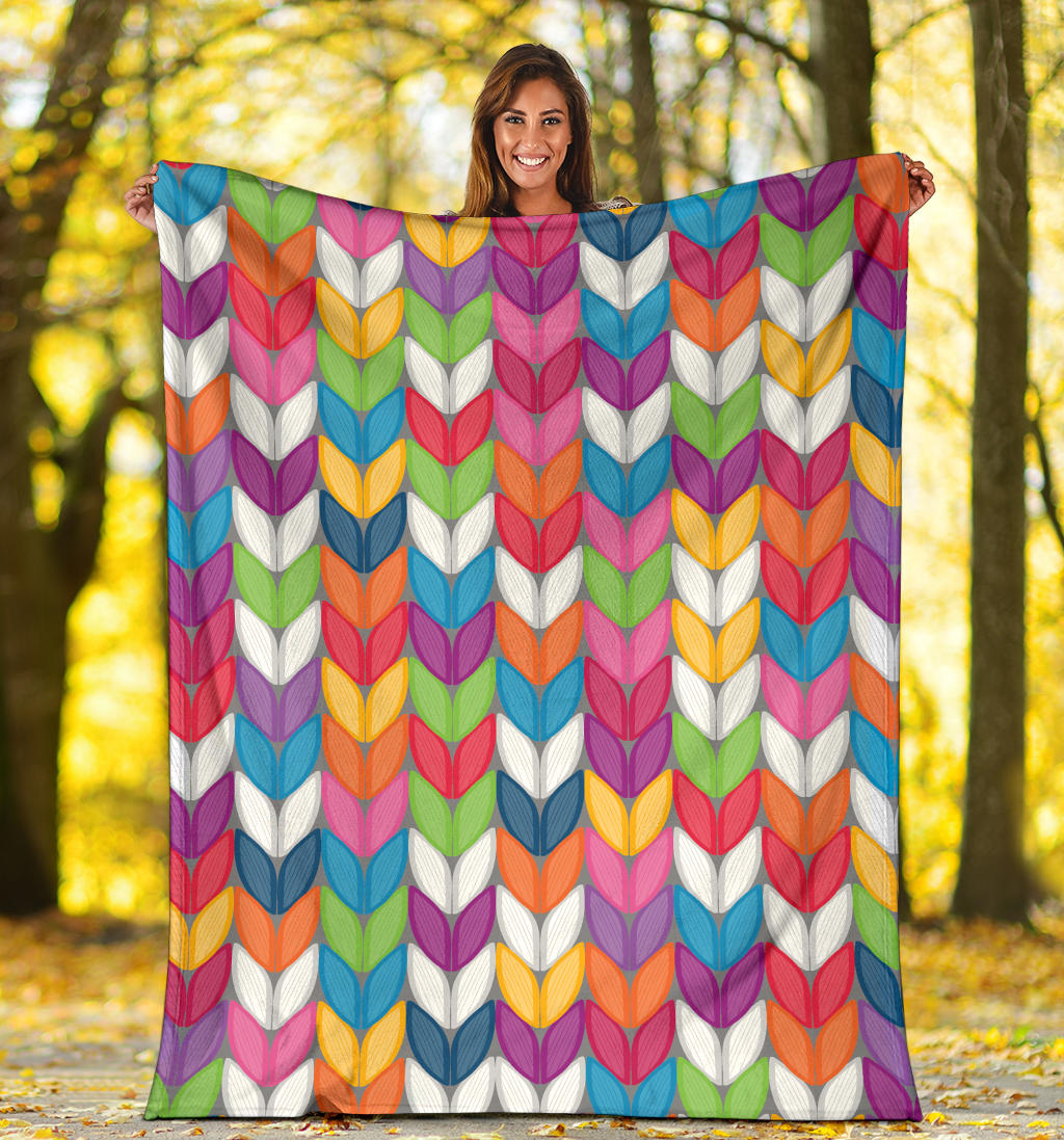 Knit Pattern Print Design 01 Premium Blanket