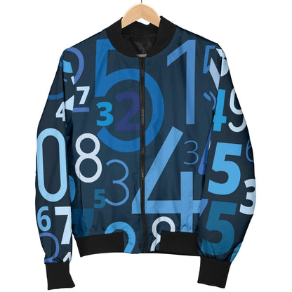 Number Pattern Print Design A02 Men Bomber Jacket