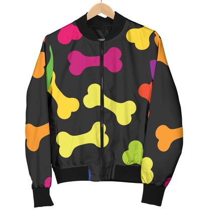Dog Bone Neon Color Pattern Print Design 02 Men Bomber Jacket