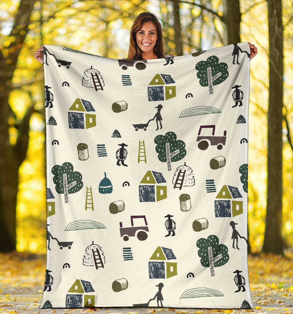 Agricultural Farm Print Design 01 Premium Blanket