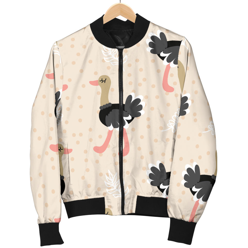 Ostrich Pattern Print Design 02 Men Bomber Jacket