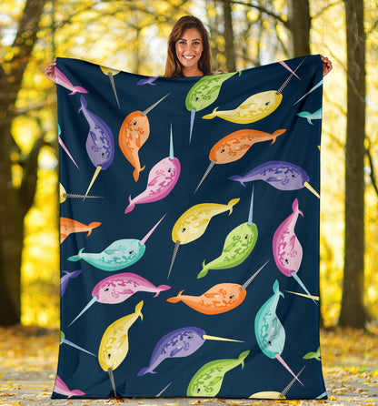 Narwhal Colorful Pattern Print Design 03 Premium Blanket