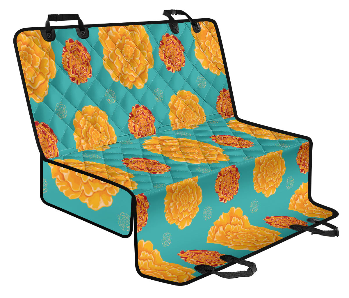 Marigold Pattern Print Design 02 Rear Dog Car Seat Cover Hammock