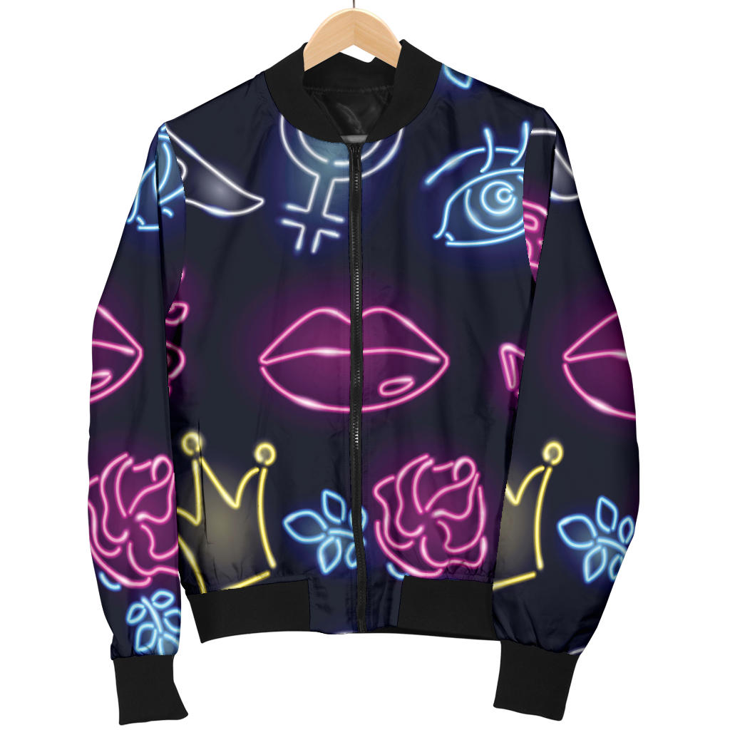 Lipstick Neon Pattern Print Design 02 Men Bomber Jacket