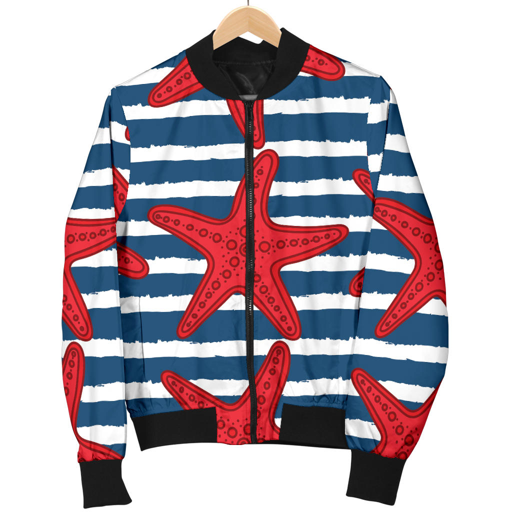 Starfish Red Pattern Print Design 02 Men Bomber Jacket