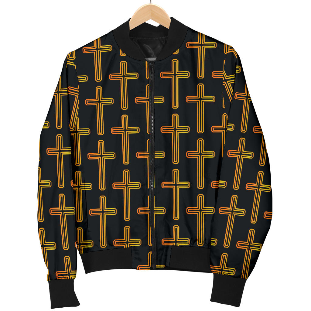 Cross Pattern Print Design 02 Men Bomber Jacket