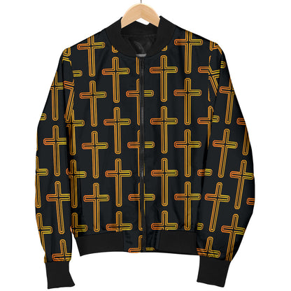 Cross Pattern Print Design 02 Men Bomber Jacket