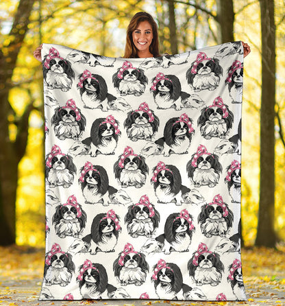 Japanese Chin Pattern Print Design 01 Premium Blanket