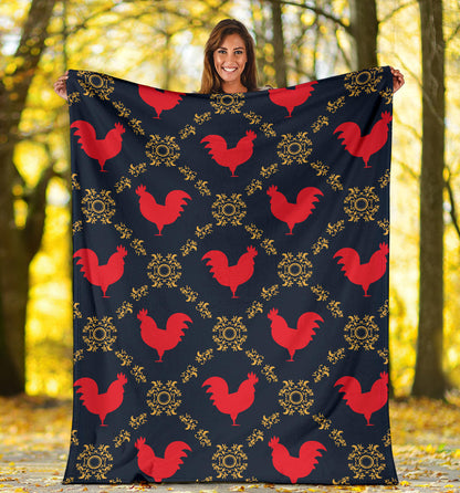 Rooster Pattern Print Design A02 Premium Blanket