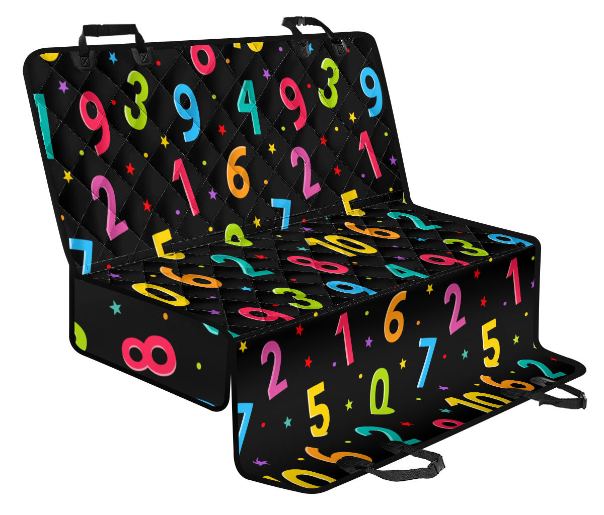 Number Pattern Print Design A04 Rear Dog Car Seat Cover Hammock