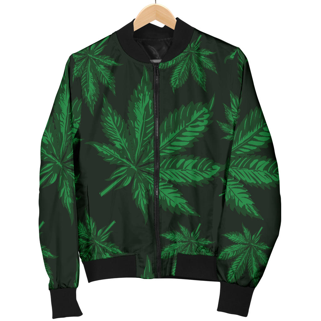 Pot Leaf Pattern Print Design A04 Men Bomber Jacket