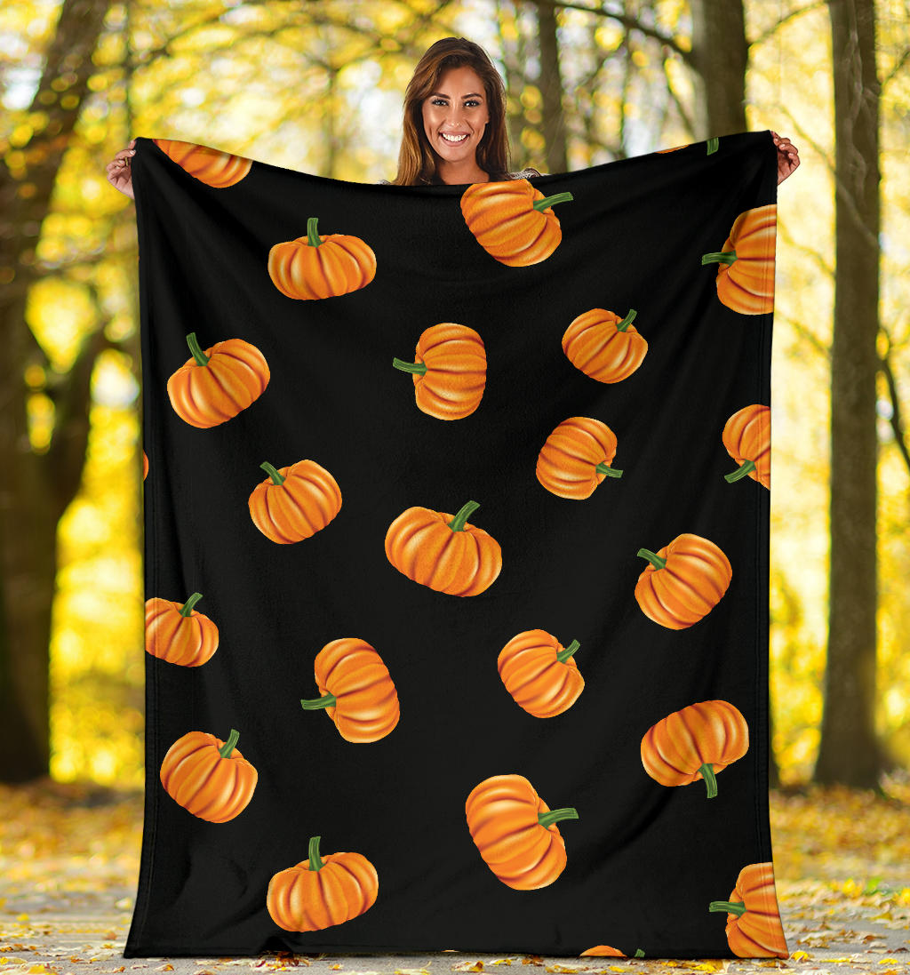 Pumpkin Pattern Print Design A05 Premium Blanket
