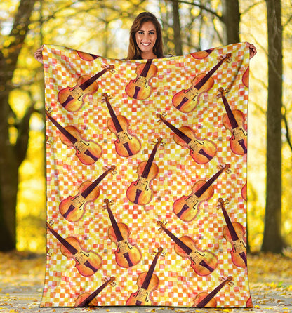 Violin Pattern Print Design 03 Premium Blanket