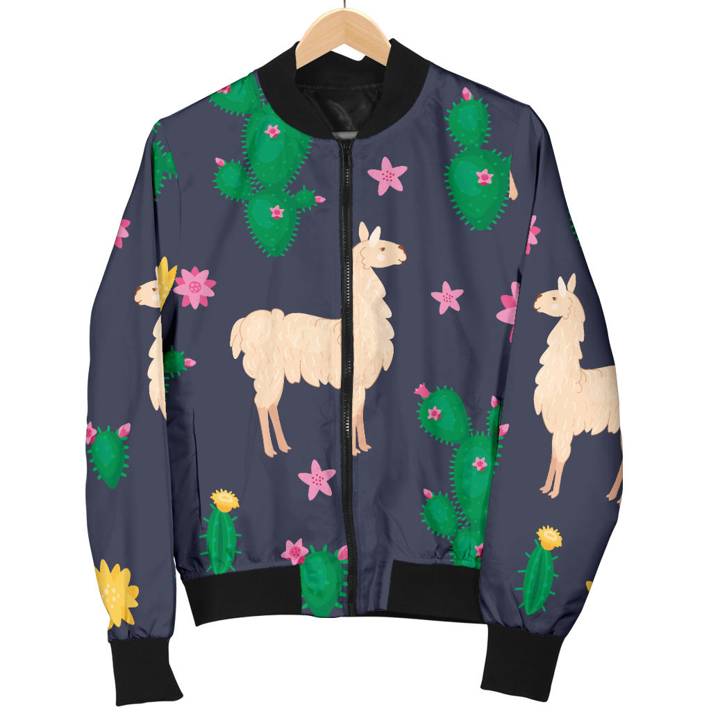 Llama Cactus Pattern Print Design 012 Men Bomber Jacket
