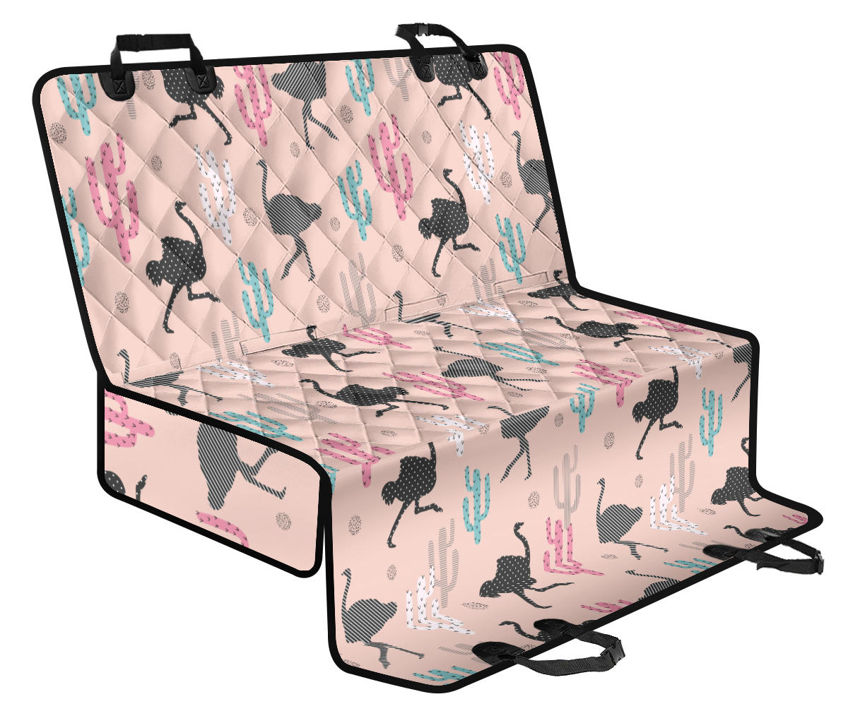 Ostrich Pattern Print Design 03 Rear Dog Car Seat Cover Hammock