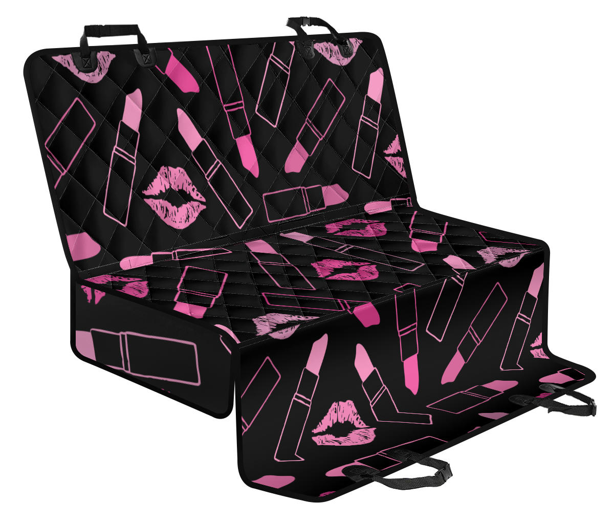 Lipstick Pink Pattern Print Design 01 Rear Dog Car Seat Cover Hammock