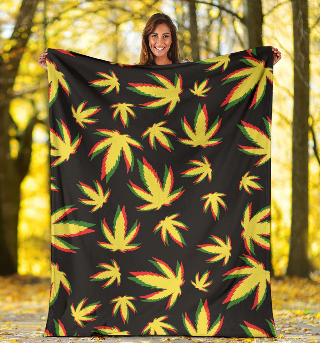 Pot Leaf Pattern Print Design A02 Premium Blanket